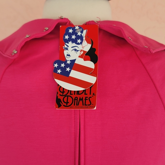 New Pinup Couture Pinup Girl Clothing Deadly Dames Pink Strangelove Wiggle Dress - Picture 8 of 10